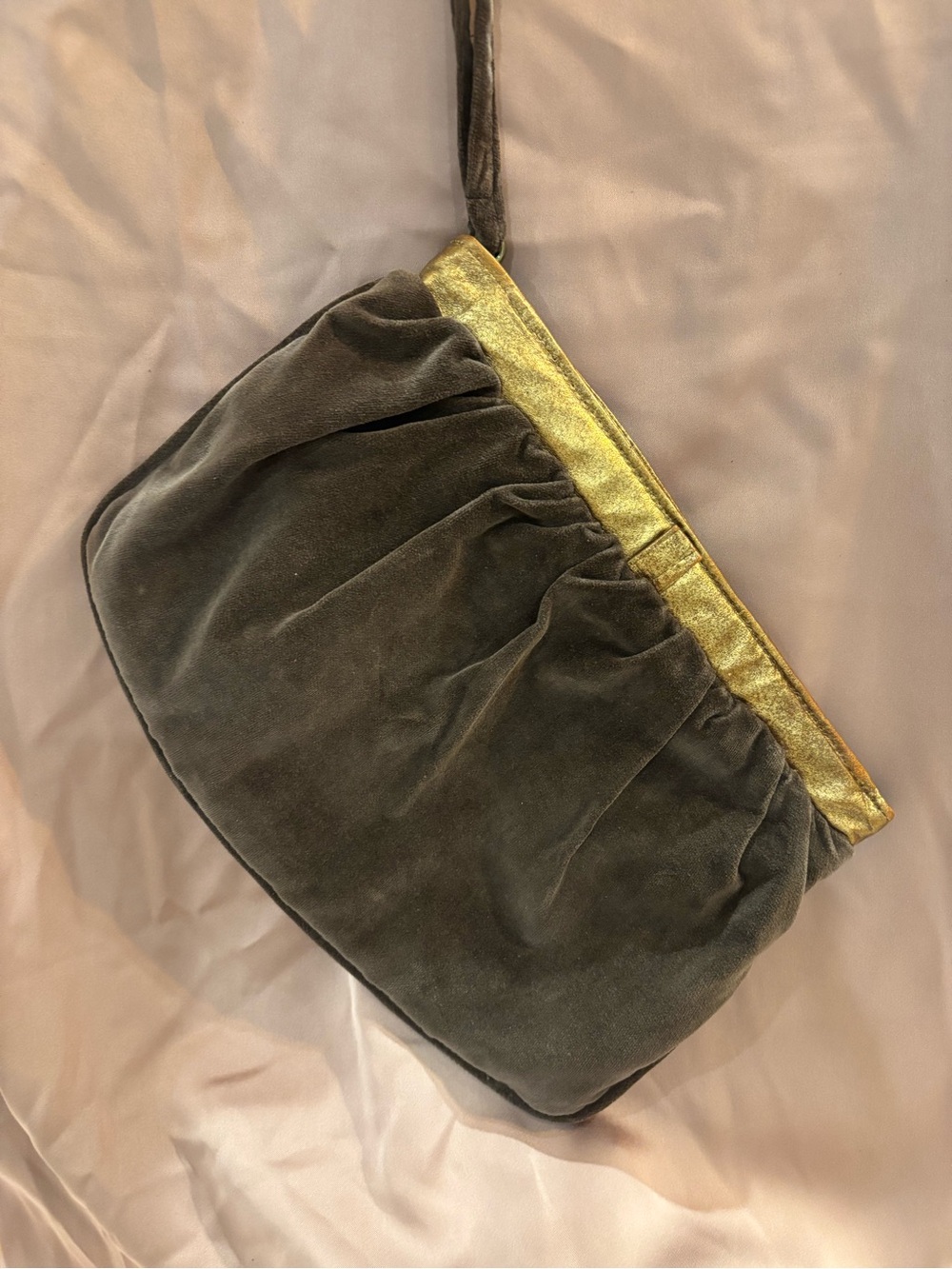 Vintage Mud Century Velvet Wristlet Clutch with Gold Trim